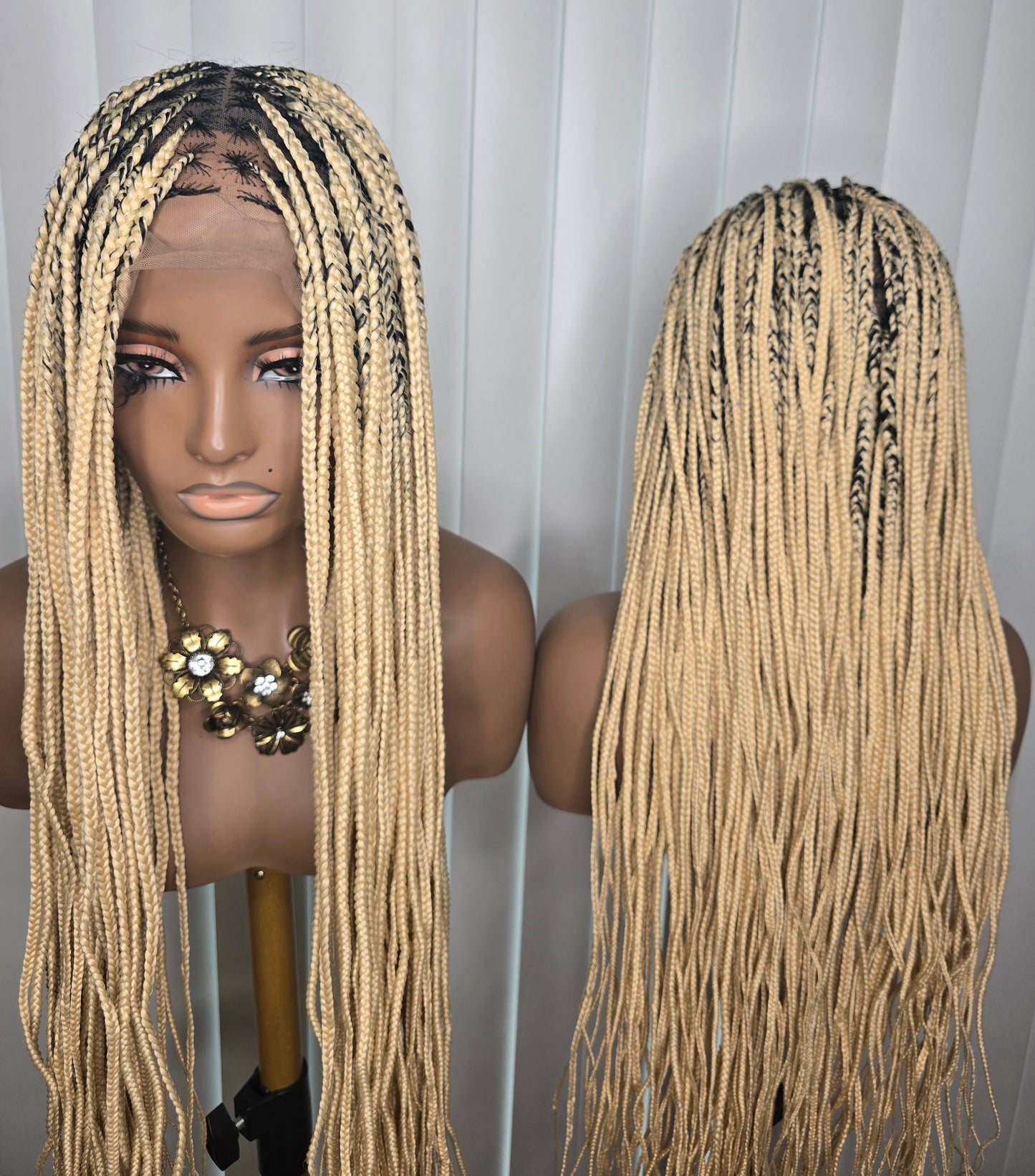 Fullace 30inches Blonde Knotless synthetic braided Wig for Classic Ladies High-Quality