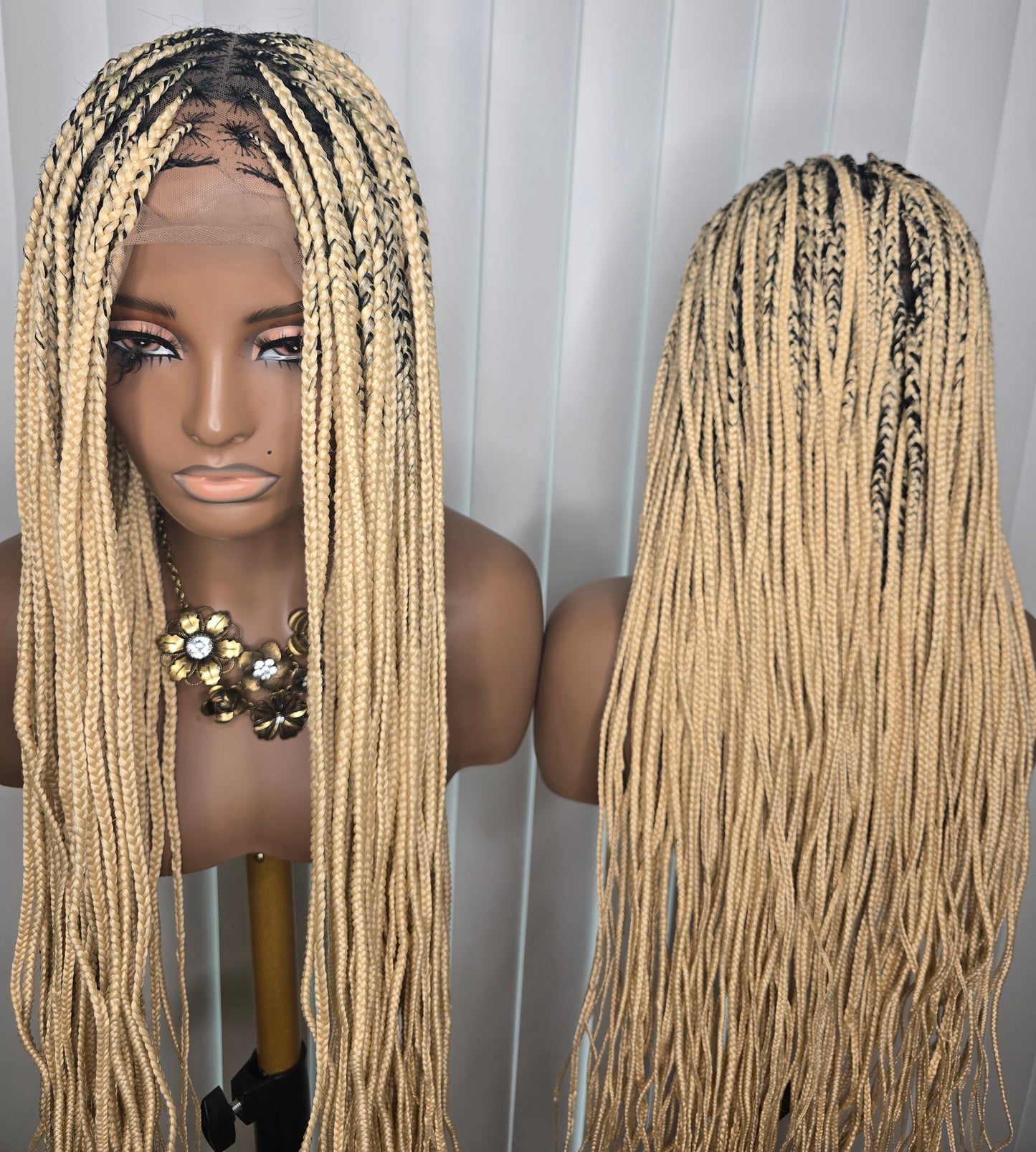 Fullace 30inches Blonde Knotless synthetic braided Wig for Classic Ladies High-Quality