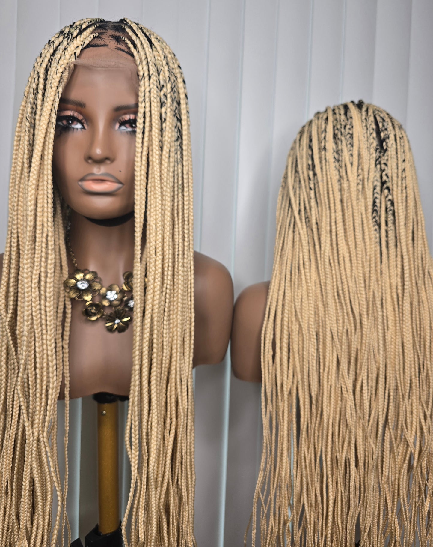 Fullace 30inches Blonde Knotless synthetic braided Wig for Classic Ladies High-Quality