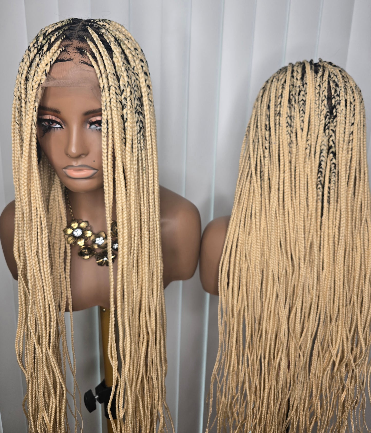 Fullace 30inches Blonde Knotless synthetic braided Wig for Classic Ladies High-Quality