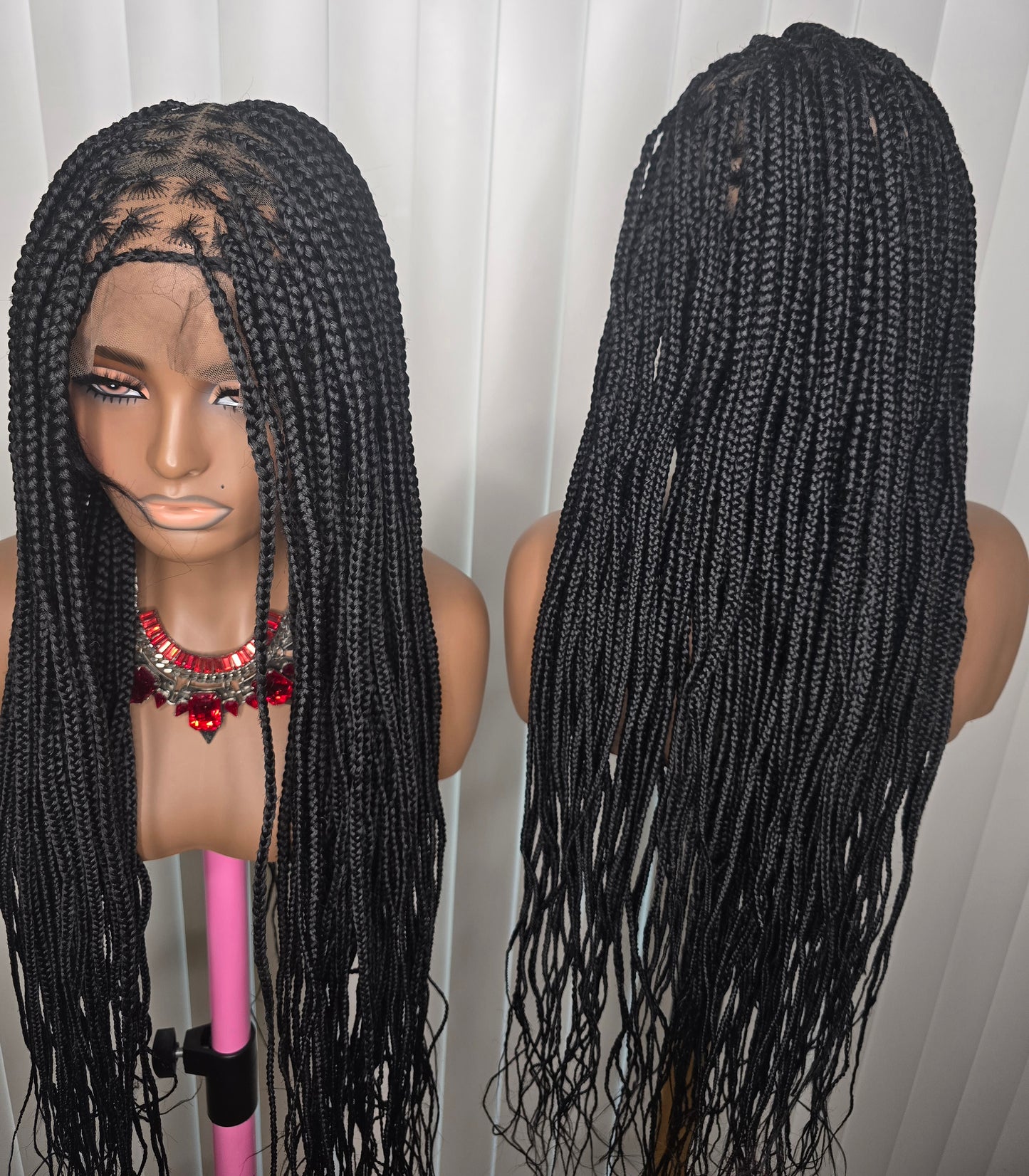 Fulllace 30inches Knotless Synthetic Braided Wig for Classic Ladies Long Black Braids with Natural Look Knotless Design & Synthetic Material