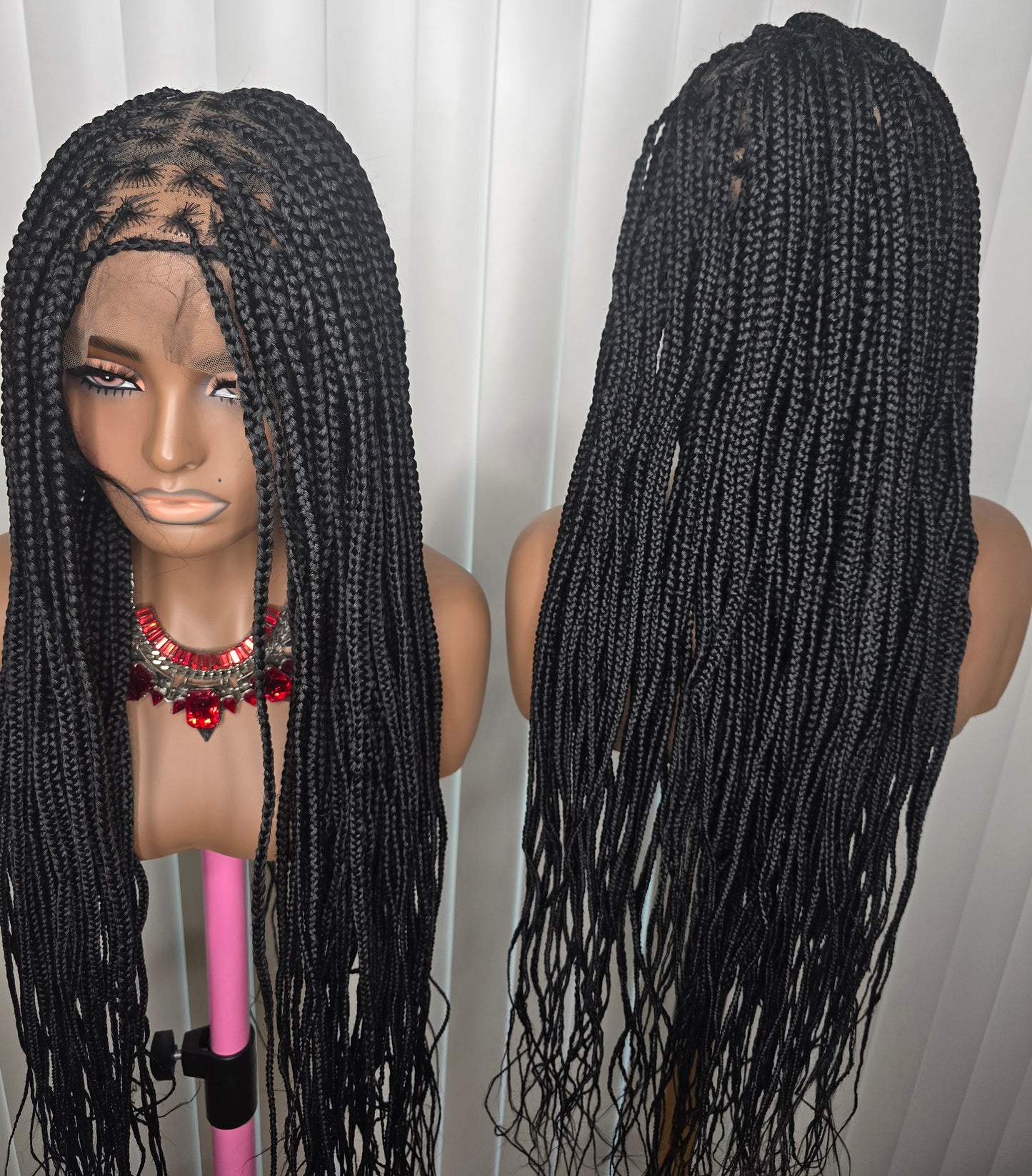 Fulllace 30inches Knotless Synthetic Braided Wig for Classic Ladies Long Black Braids with Natural Look Knotless Design & Synthetic Material