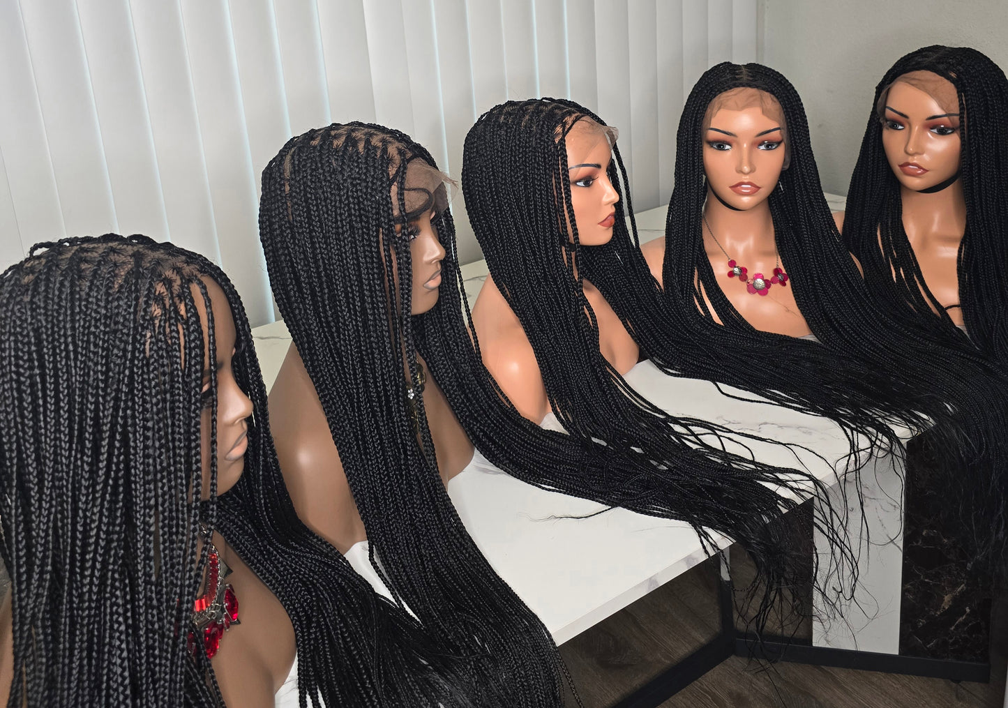 Fulllace 30inches Knotless Synthetic Braided Wig for Classic Ladies Long Black Braids with Natural Look Knotless Design & Synthetic Material