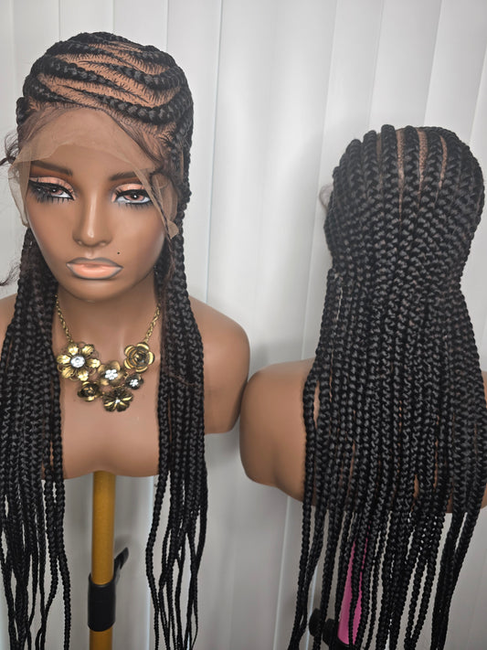 Black cornrows synthetic braidBlack Cornrows Synthetic Braided Wig with Natural Look and High-Quality Braids for Everyday Weared wig