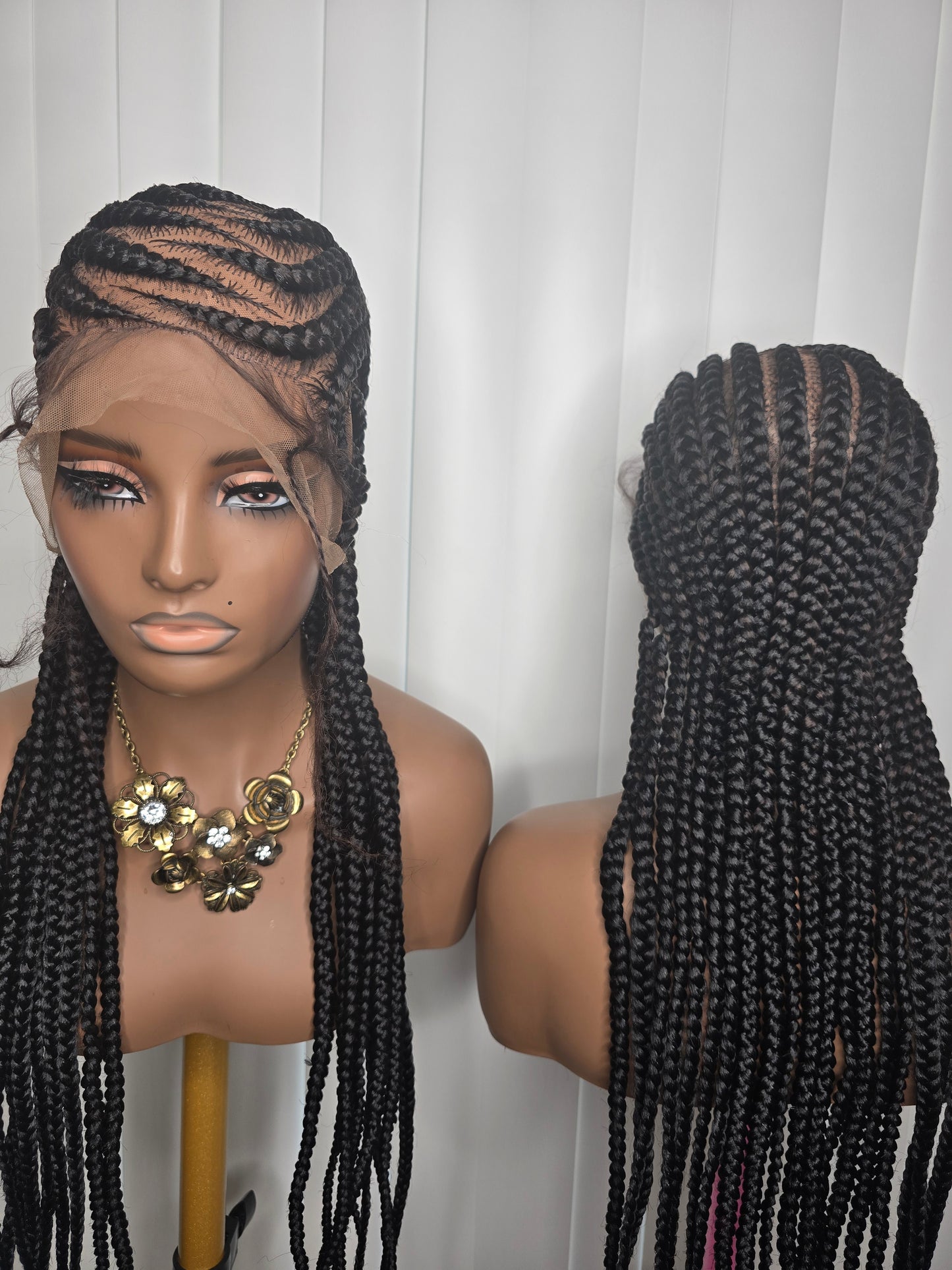 Black cornrows synthetic braidBlack Cornrows Synthetic Braided Wig with Natural Look and High-Quality Braids for Everyday Weared wig