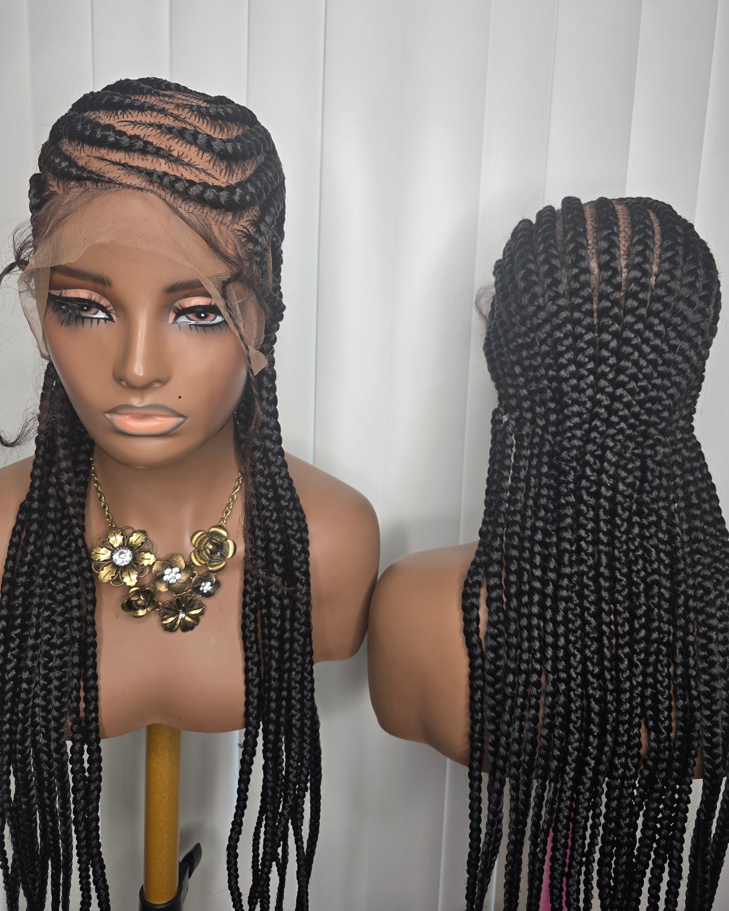 Black cornrows synthetic braidBlack Cornrows Synthetic Braided Wig with Natural Look and High-Quality Braids for Everyday Weared wig
