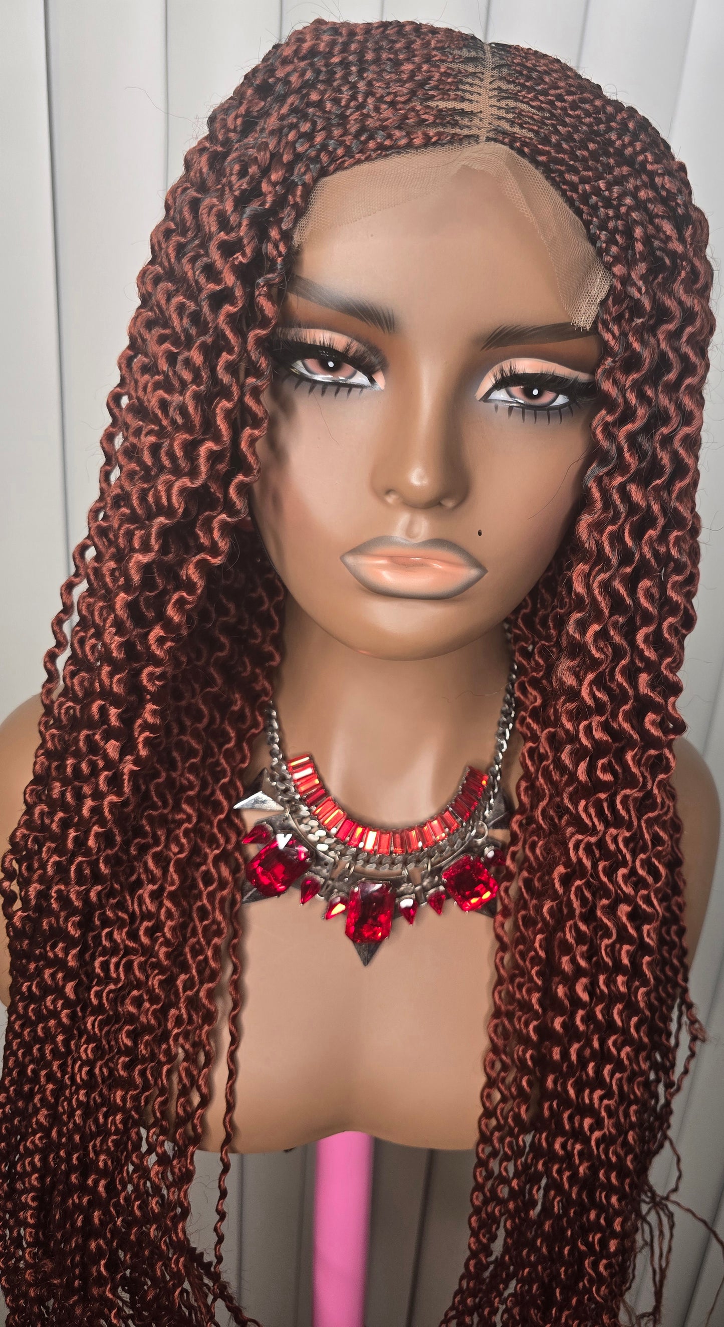 Classic Lady Watermelon Brown synthetic Braided Wig