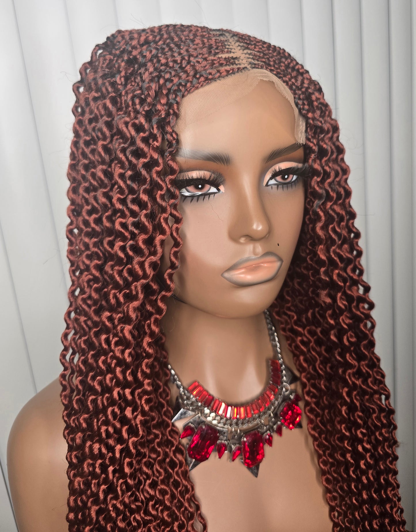 Classic Lady Watermelon Brown synthetic Braided Wig