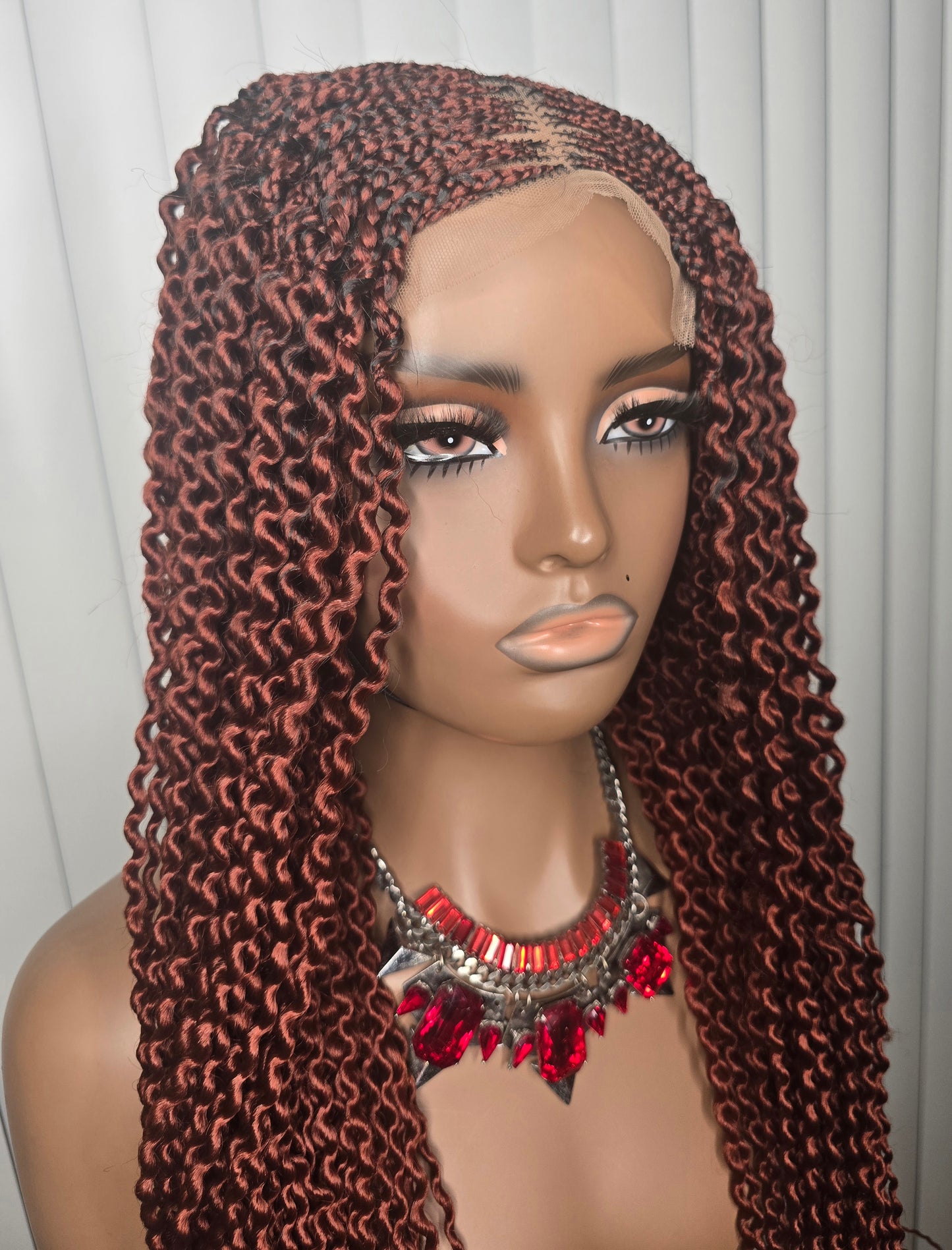 Classic Lady Watermelon Brown synthetic Braided Wig