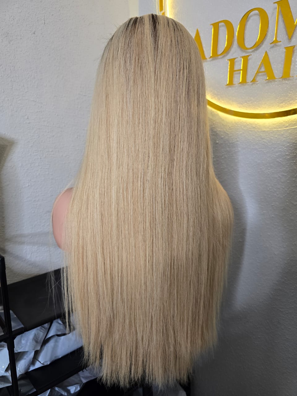 22" 13by4 Frontal wig SDD Vietnamese Bone Straight Human Hair Blonde Tone  Glueless wig  - Affordable Luxury for Ladies