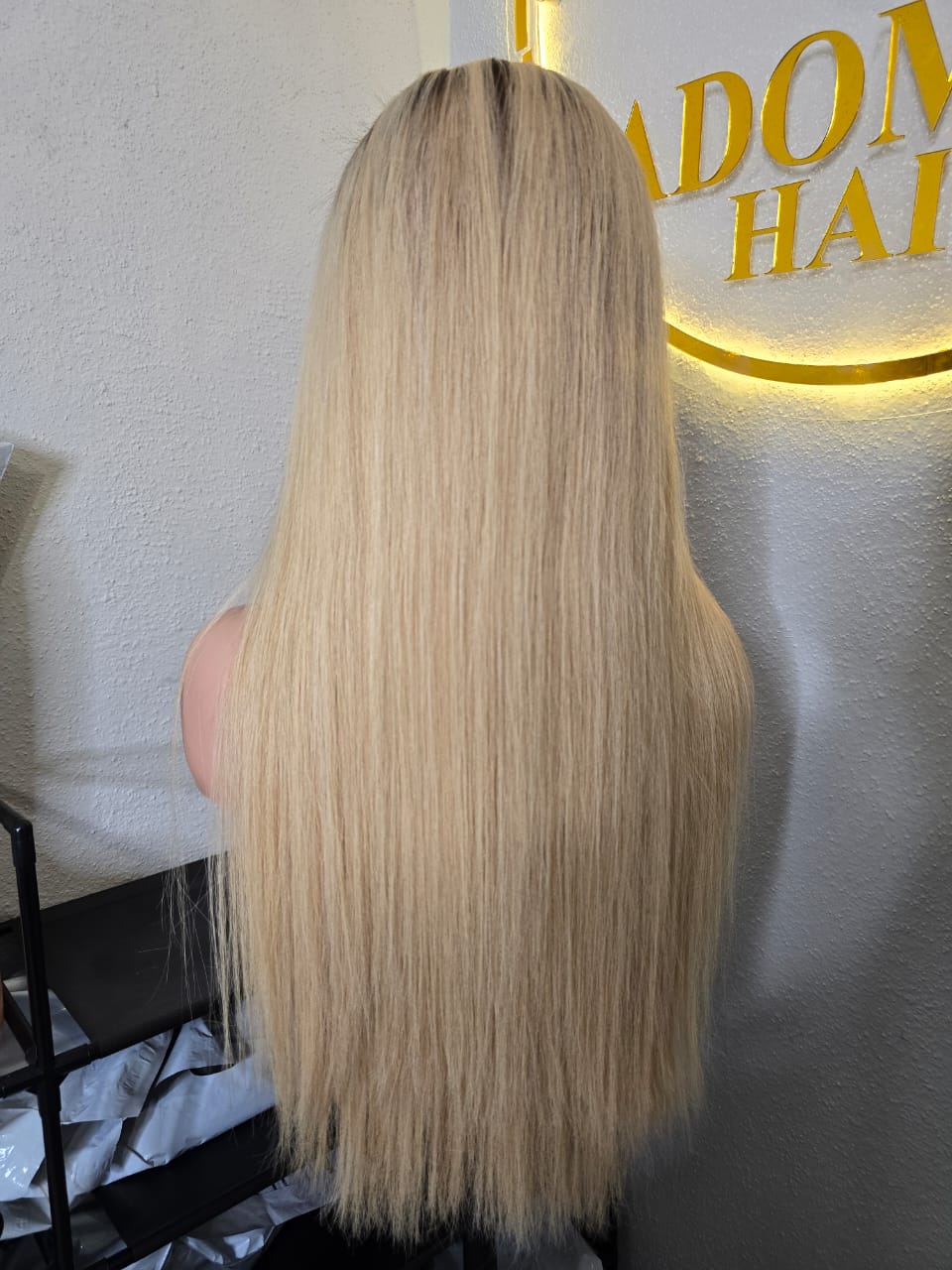 22" 13by4 Frontal wig SDD Vietnamese Bone Straight Human Hair Blonde Tone  Glueless wig  - Affordable Luxury for Ladies