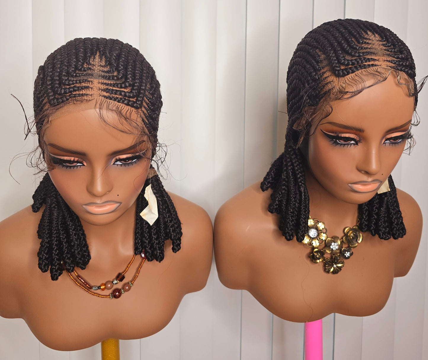 7'7 10inches Synthetic Braided Wig for Classic Ladies - Black Colorful Braids with Elegant Accessories Included