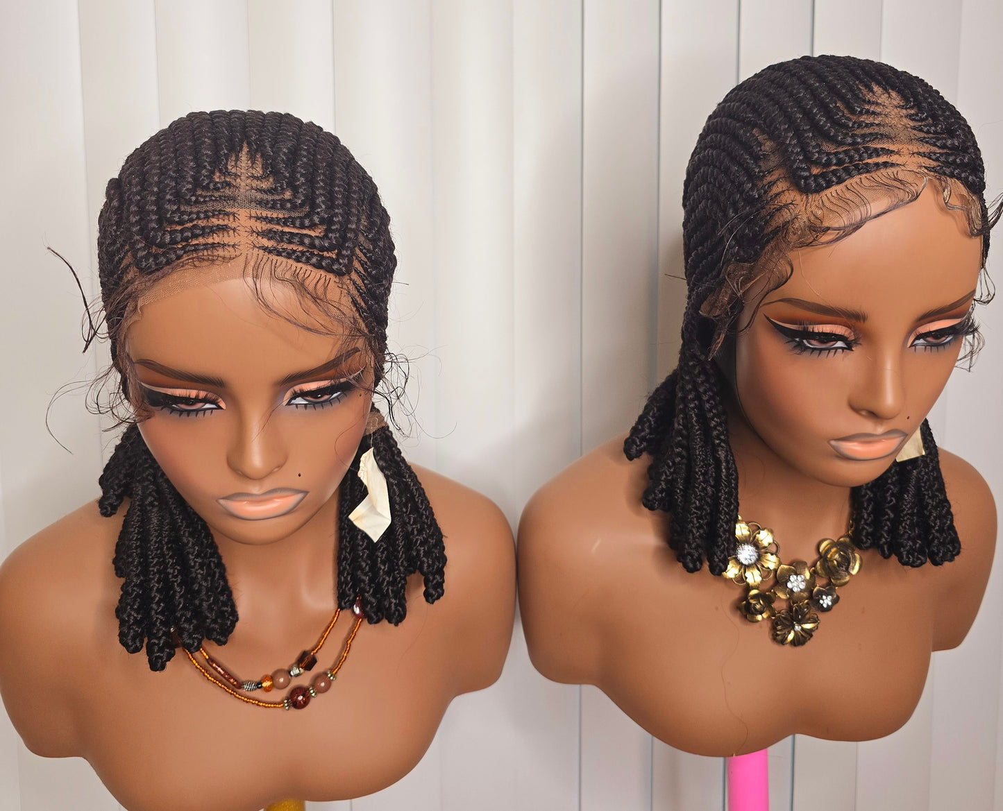 7'7 10inches Synthetic Braided Wig for Classic Ladies - Black Colorful Braids with Elegant Accessories Included