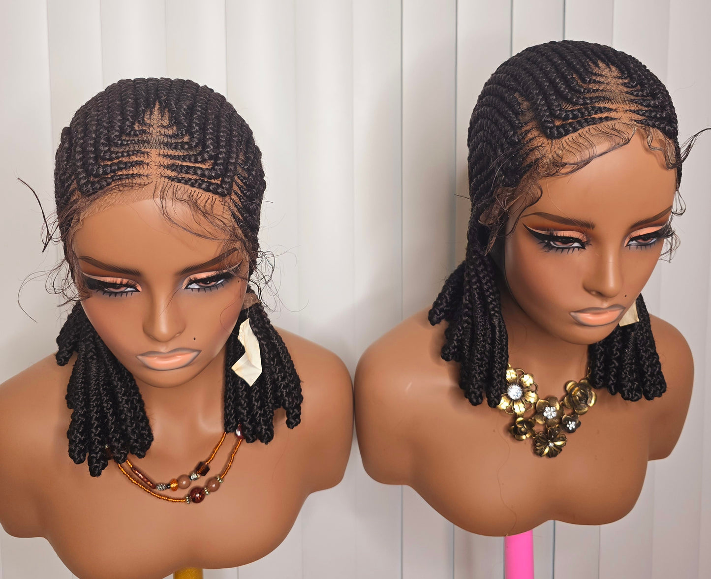7'7 10inches Synthetic Braided Wig for Classic Ladies - Black Colorful Braids with Elegant Accessories Included