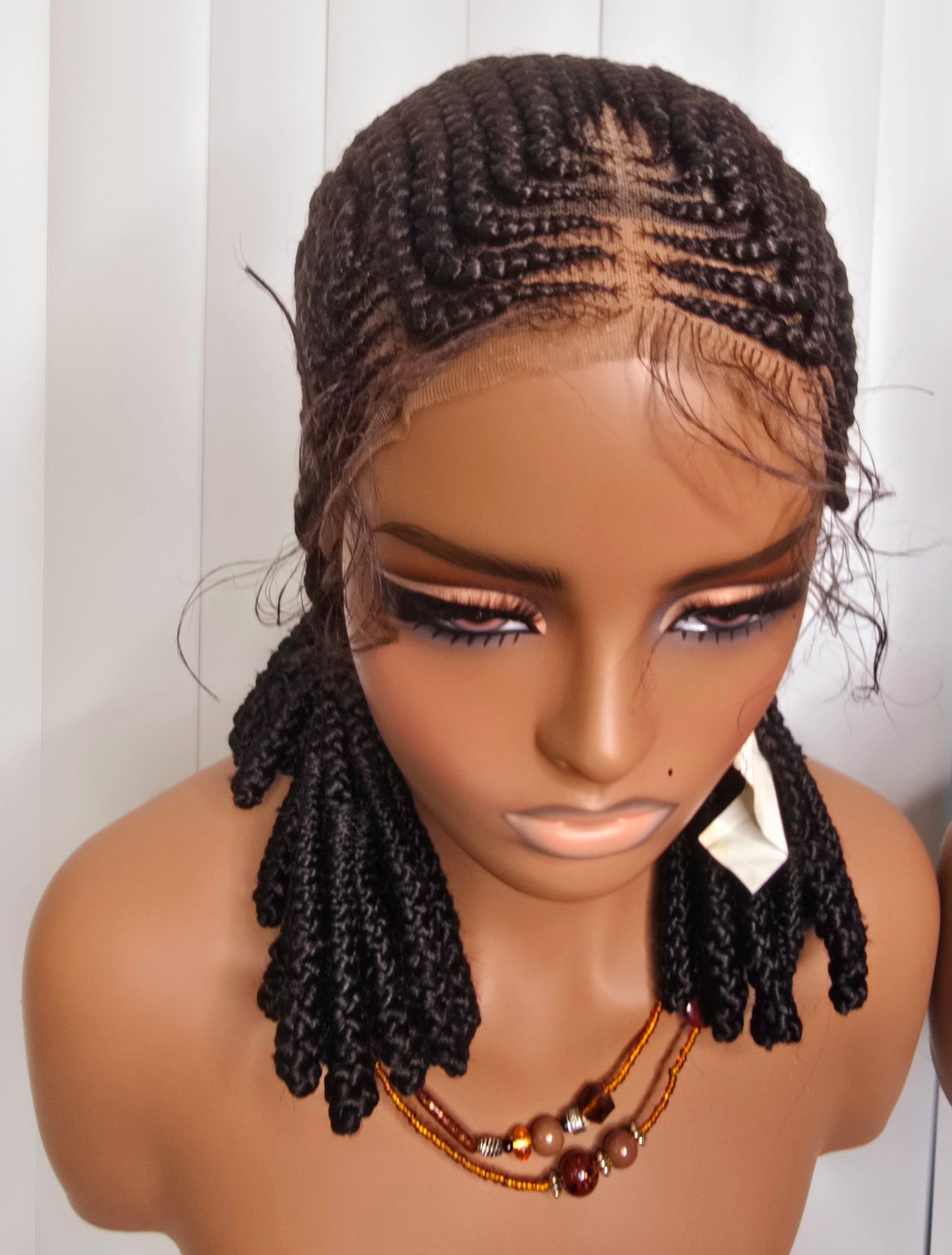 7'7 10inches Synthetic Braided Wig for Classic Ladies - Black Colorful Braids with Elegant Accessories Included