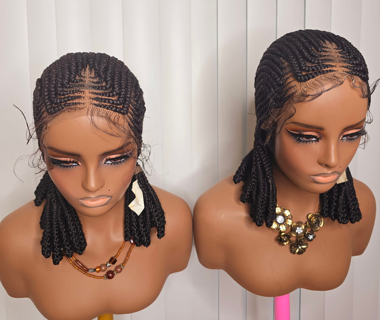 7'7 10inches Synthetic Braided Wig for Classic Ladies - Black Colorful Braids with Elegant Accessories Included