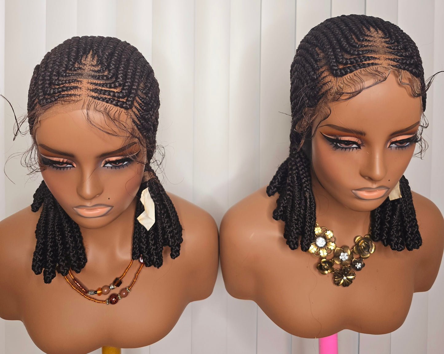 7'7 10inches Synthetic Braided Wig for Classic Ladies - Black Colorful Braids with Elegant Accessories Included