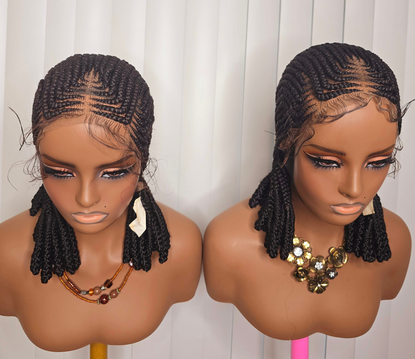 7'7 10inches Synthetic Braided Wig for Classic Ladies - Black Colorful Braids with Elegant Accessories Included