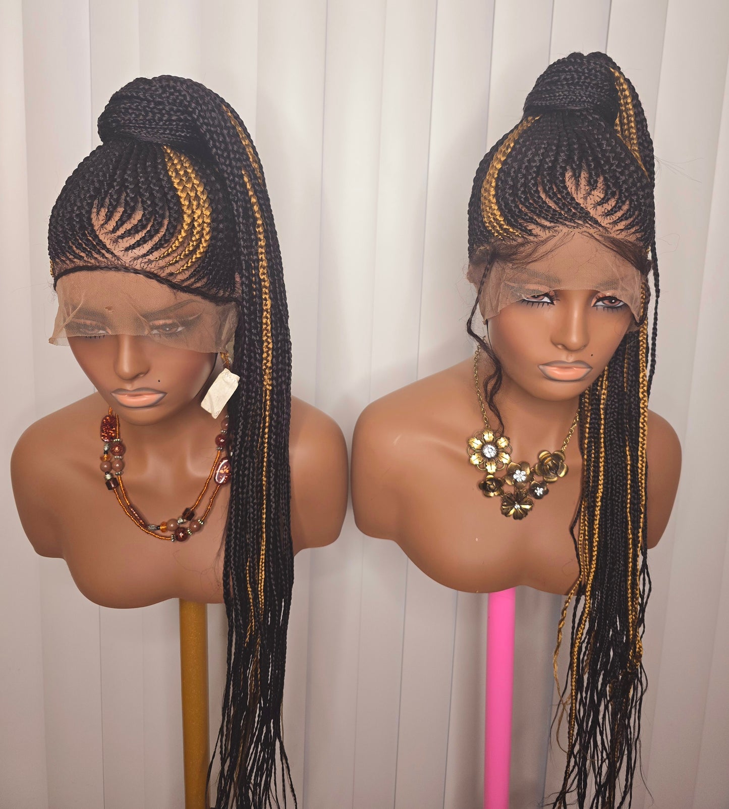 7'7 10inches Synthetic Braided Wig for Classic Ladies - Black Colorful Braids with Elegant Accessories Included