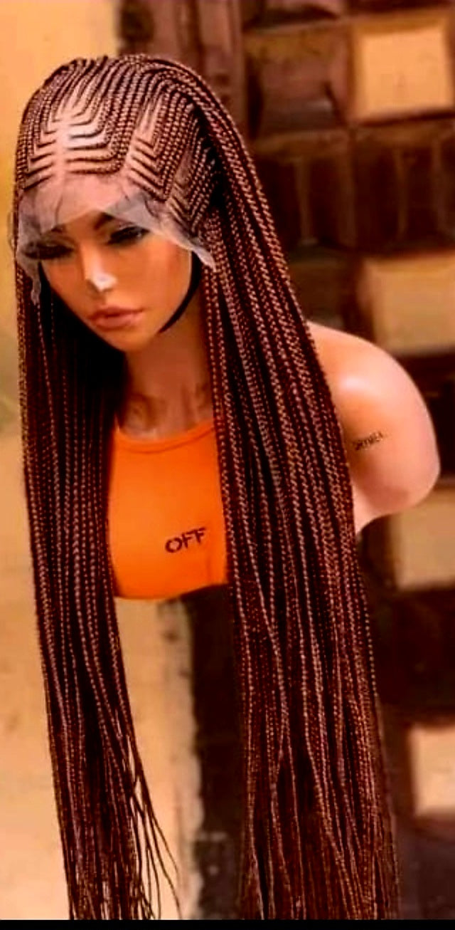 Brown 36 Inches 7 Steps Braided Wig for Classic Ladies Unisex Hair Accessory