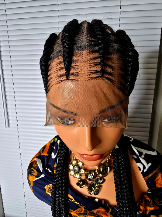 Black 36inches 360 full lace Braided Wig 022 - Braided Wig Style with Easy Styling & Comfortable Design for a Distinctive Look