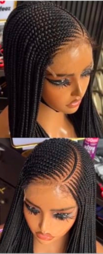 Adomac 051 Black One Curved Synthetic Braided Wig Easy Styling for Versatile Looks Unisex Flattering Shape for Everyday Wear