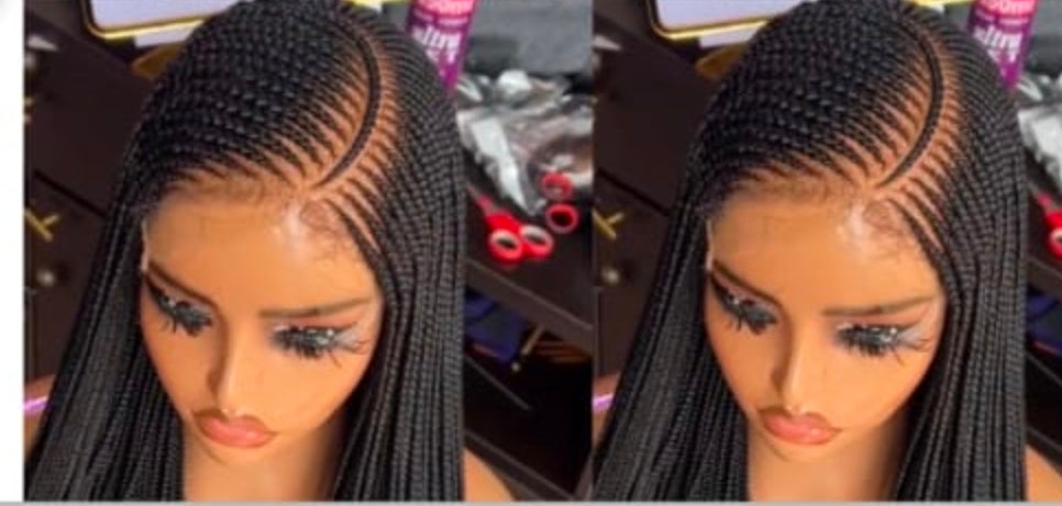 Adomac 051 Black One Curved Synthetic Braided Wig Easy Styling for Versatile Looks Unisex Flattering Shape for Everyday Wear