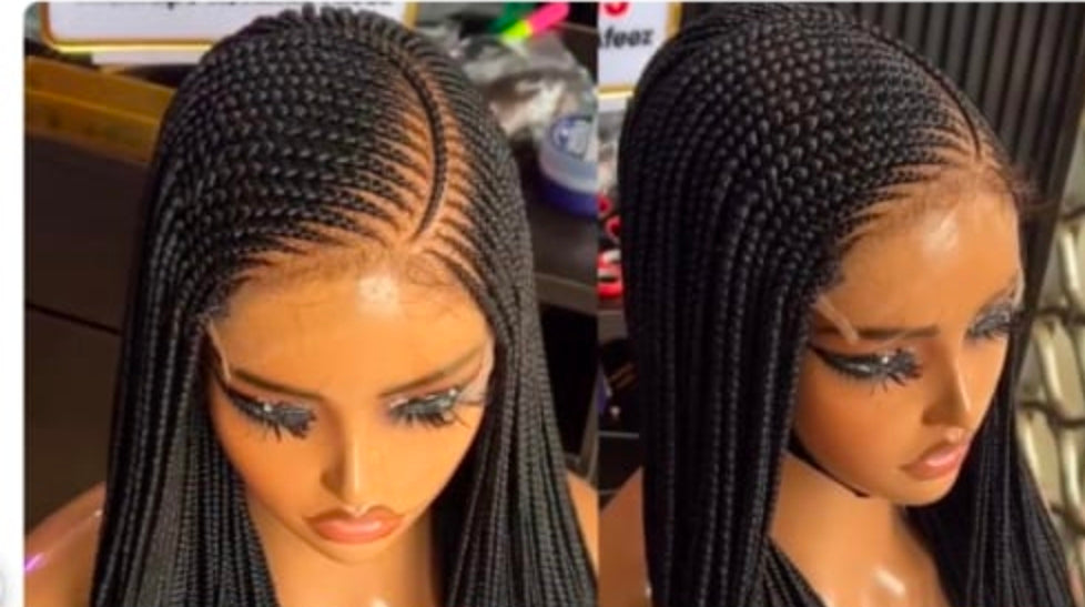 Adomac 051 Black One Curved Synthetic Braided Wig Easy Styling for Versatile Looks Unisex Flattering Shape for Everyday Wear