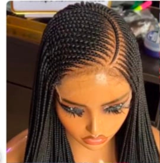Adomac 051 Black One Curved Synthetic Braided Wig Easy Styling for Versatile Looks Unisex Flattering Shape for Everyday Wear