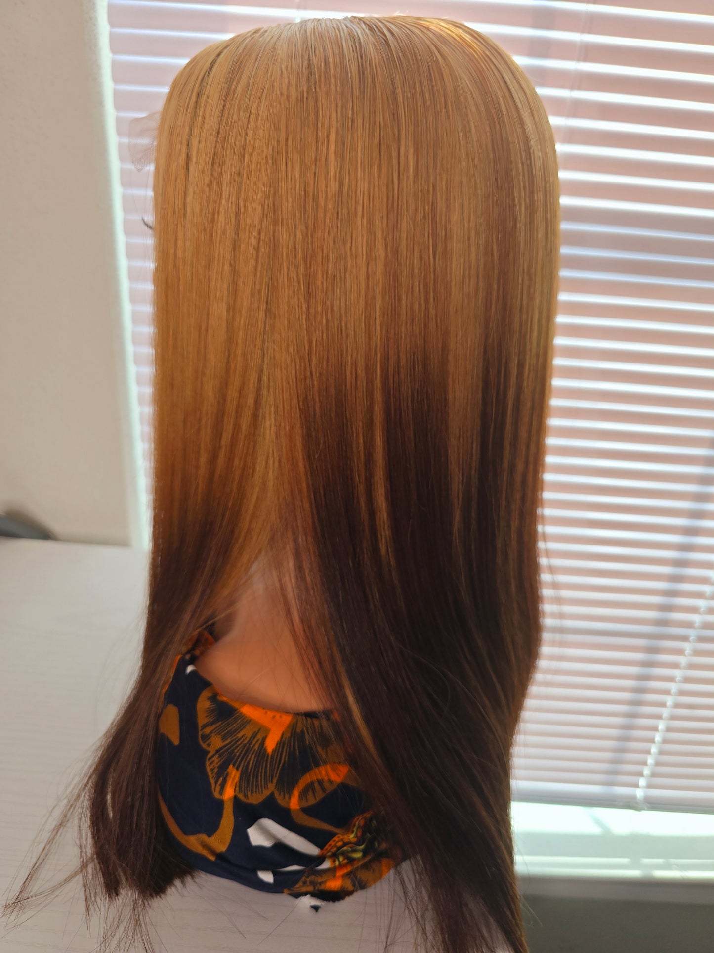 18" Blonde Tone 5by5 Vietnamese Closure glueless wig Bone Straight 300grams- Affordable luxury wig for Ladies