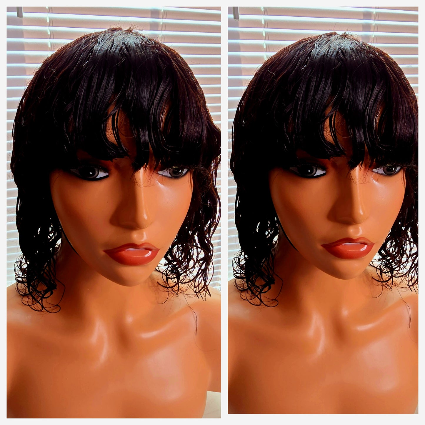 Bob Fringe Pixie Curls affordable luxury wig for ladies 100% Human Hair