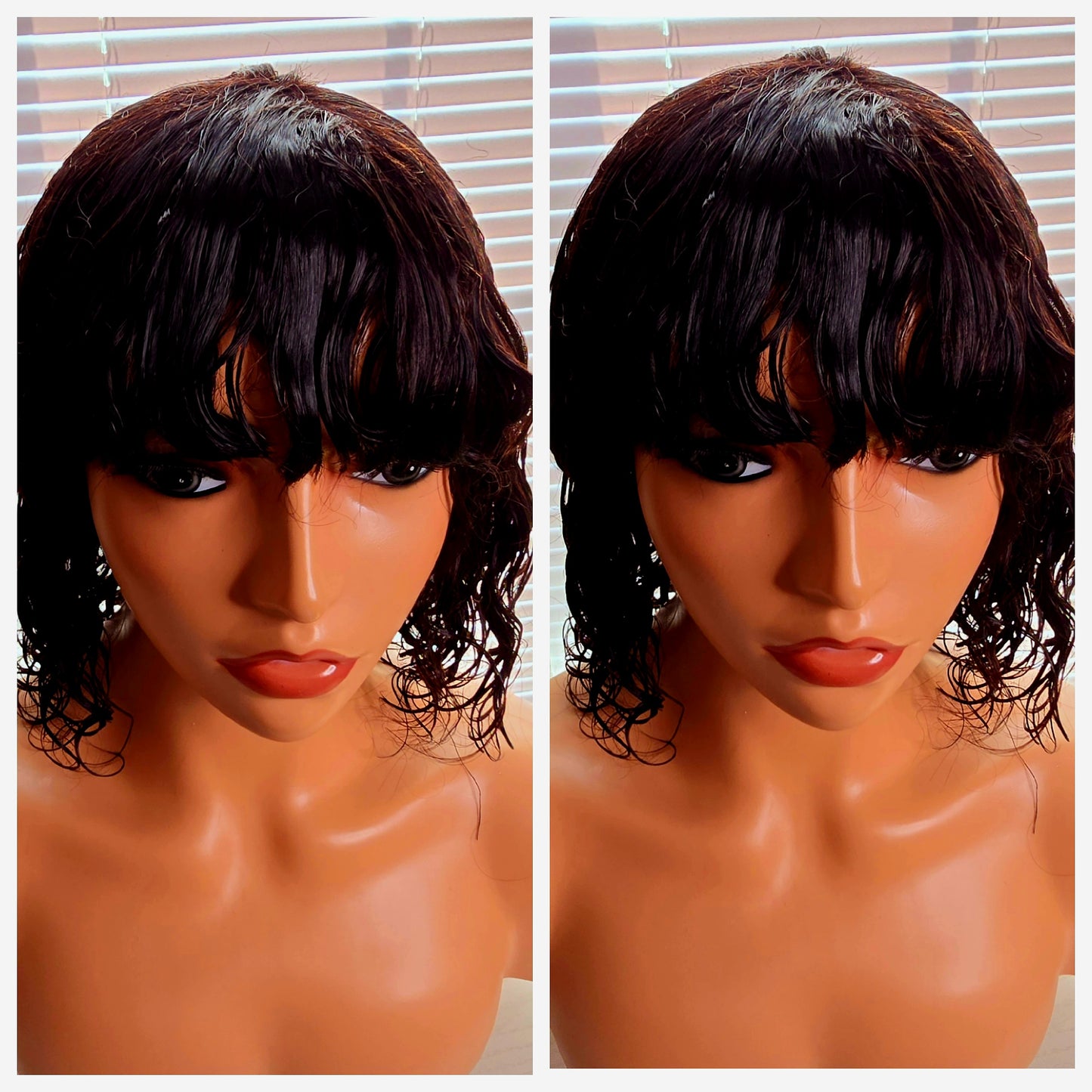 Bob Fringe Pixie Curls affordable luxury wig for ladies 100% Human Hair