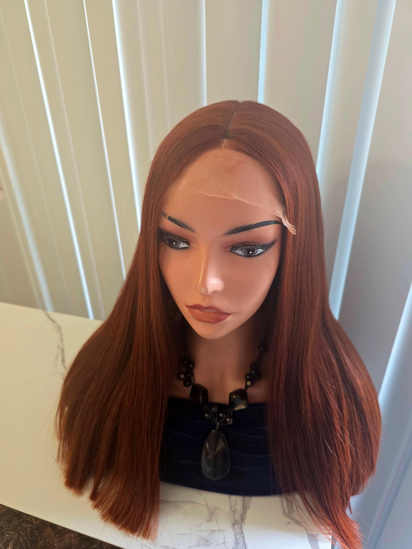 18" 5by5 SDD Vietmanese Bone Straight Human Hair Brown Colour  Glueless wig  - Affordable Luxury for Ladies
