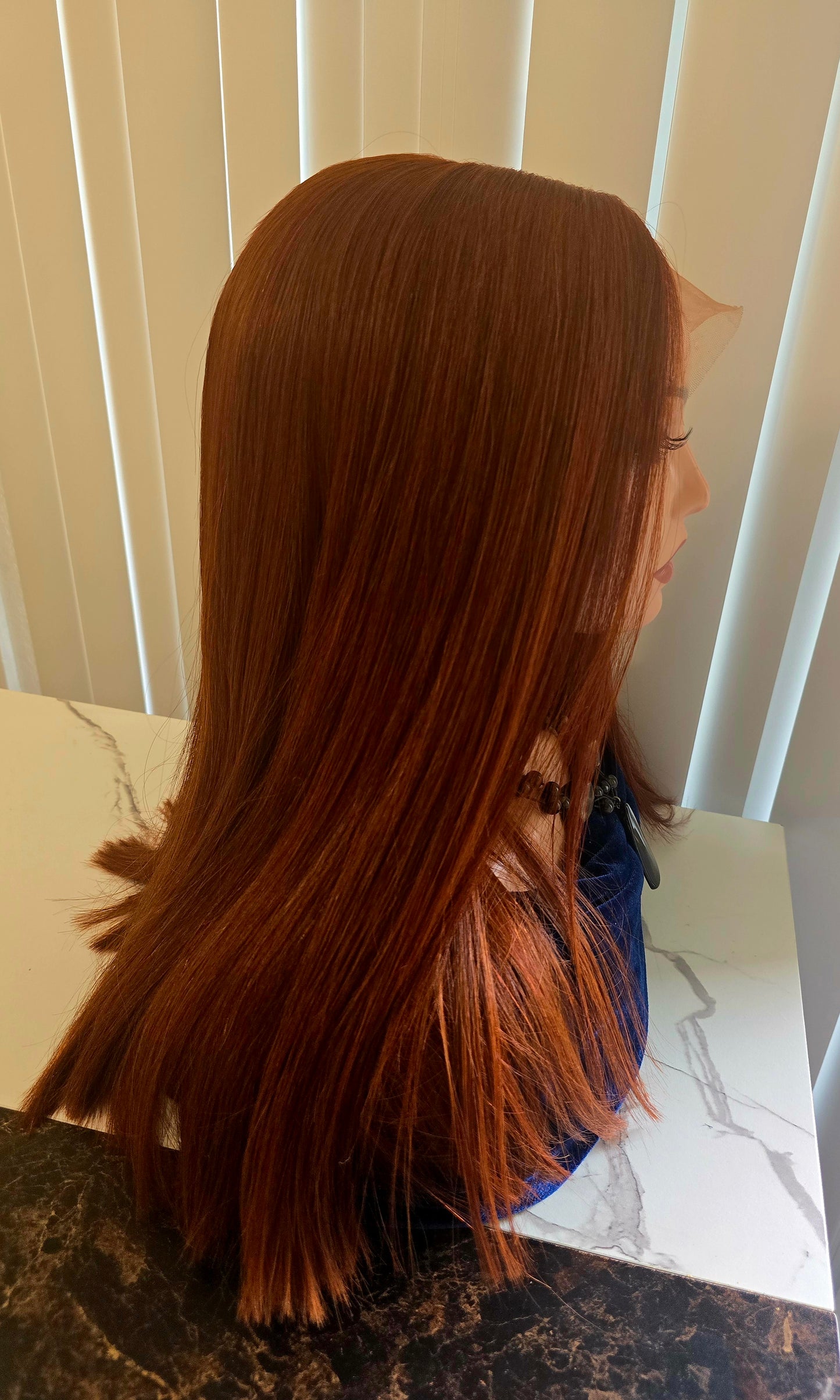 18" 5by5 SDD Vietmanese Bone Straight Human Hair Brown Colour  Glueless wig  - Affordable Luxury for Ladies