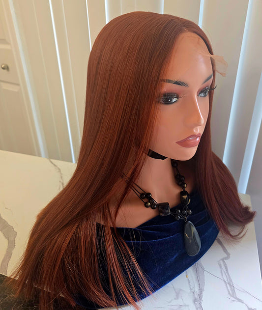 18" 5by5 SDD Vietmanese Bone Straight Human Hair Brown Colour  Glueless wig  - Affordable Luxury for Ladies