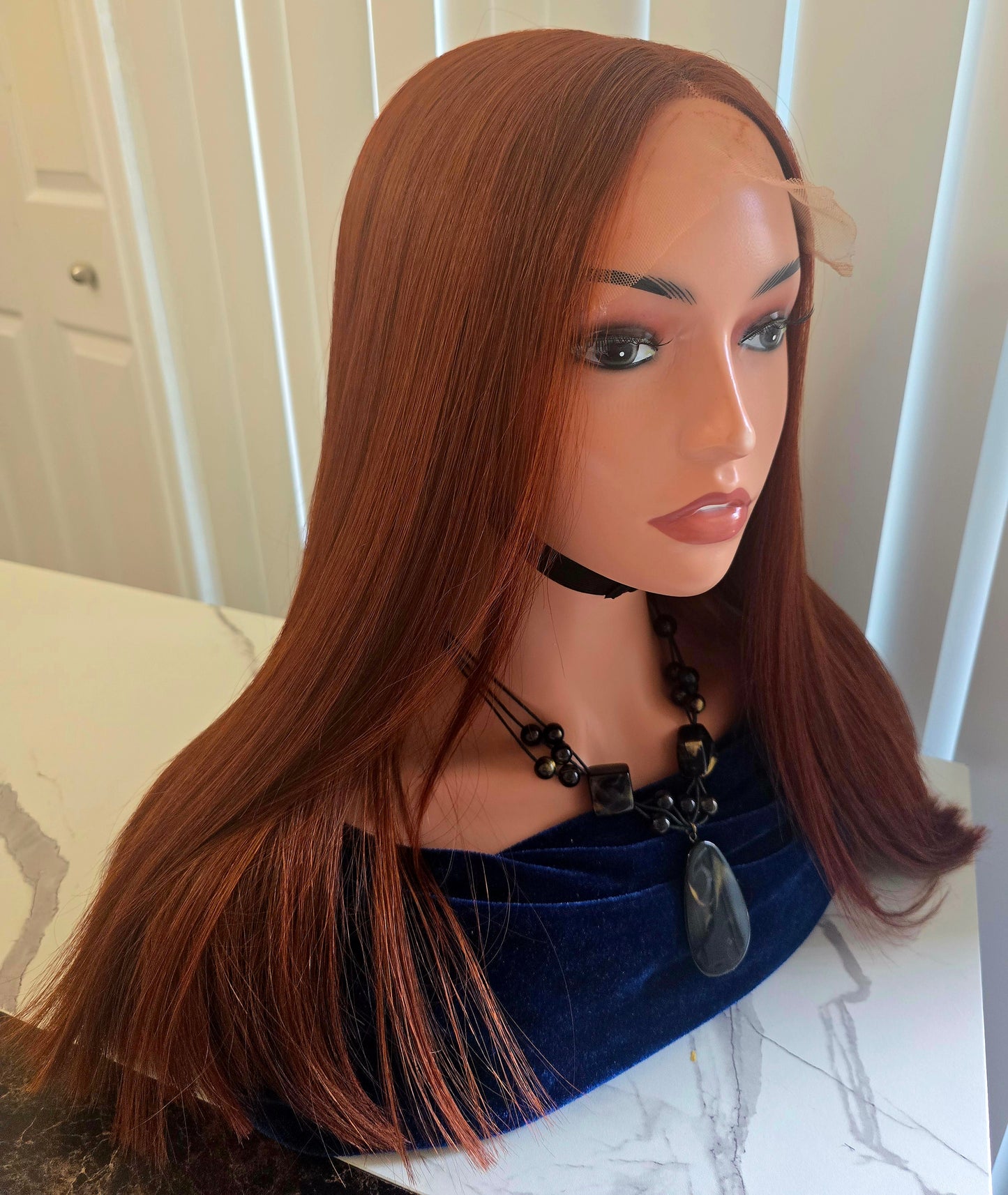 18" 5by5 SDD Vietmanese Bone Straight Human Hair Brown Colour  Glueless wig  - Affordable Luxury for Ladies