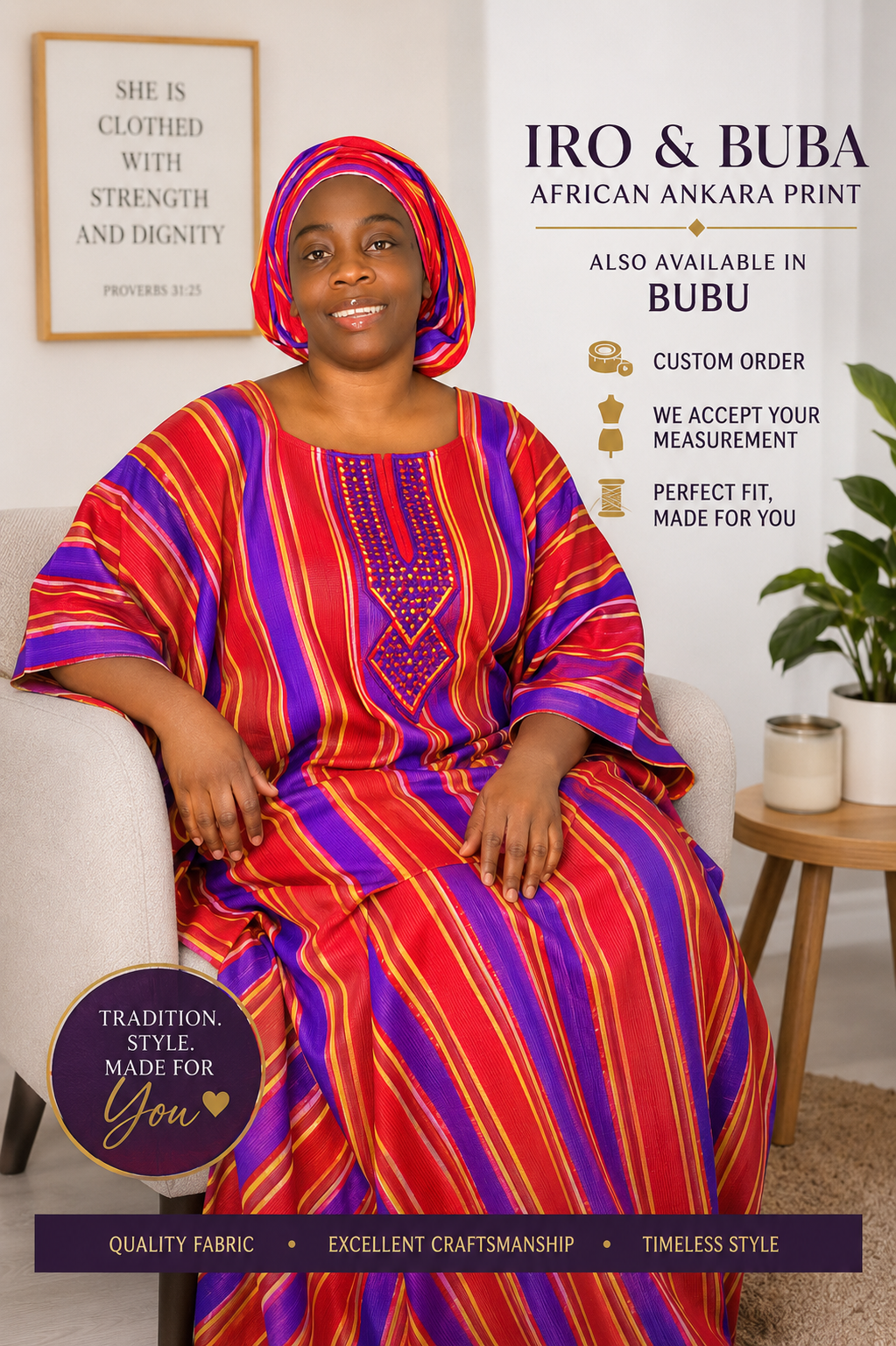 Premium Ankara Iro & Buba / Bubu Dress – Custom Made to Your Measurements