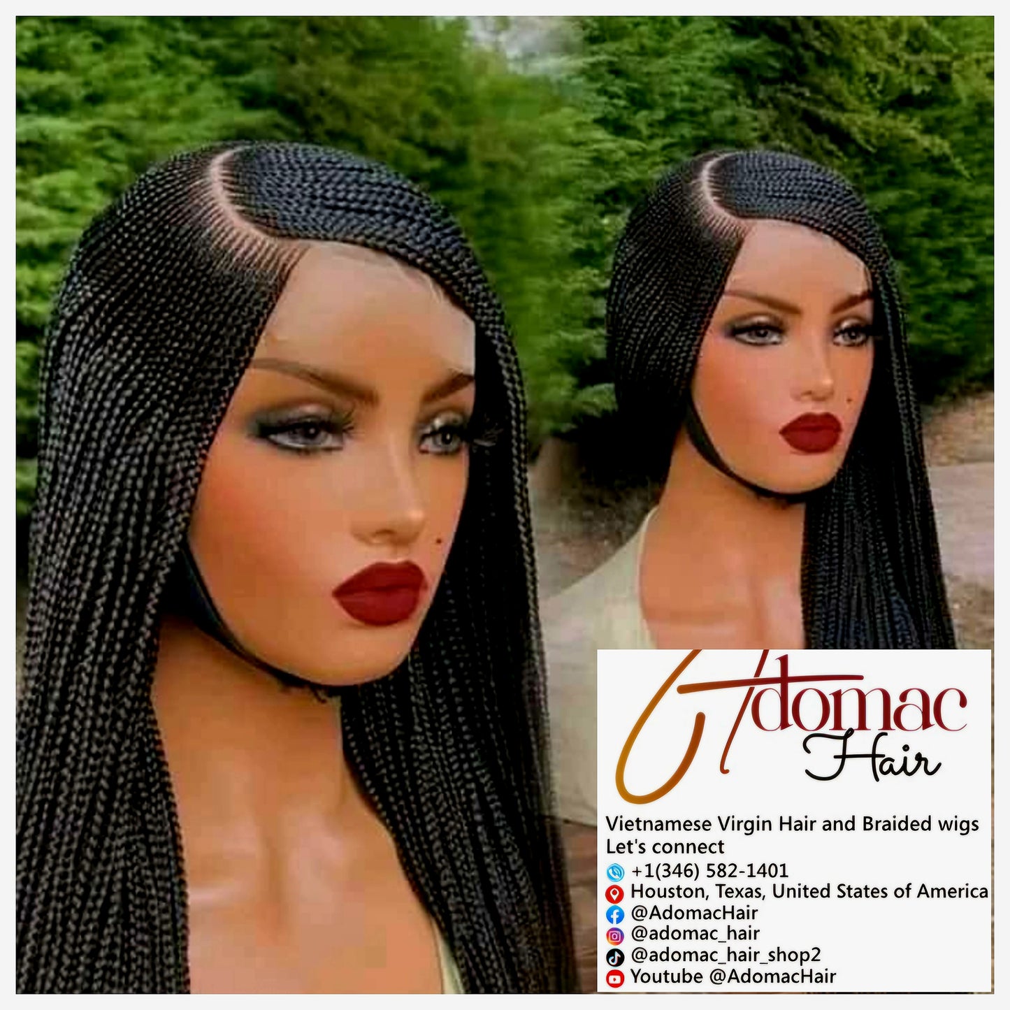 Black  36inches 360 full lace Braided Wig 002 - Luxury Braided Wig Style with Easy Styling & Comfortable Design for a Distinctive Look