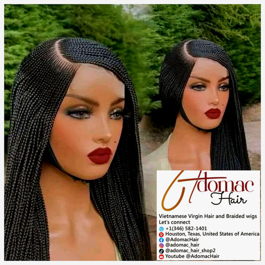 Black  36inches 360 full lace Braided Wig 002 - Luxury Braided Wig Style with Easy Styling & Comfortable Design for a Distinctive Look