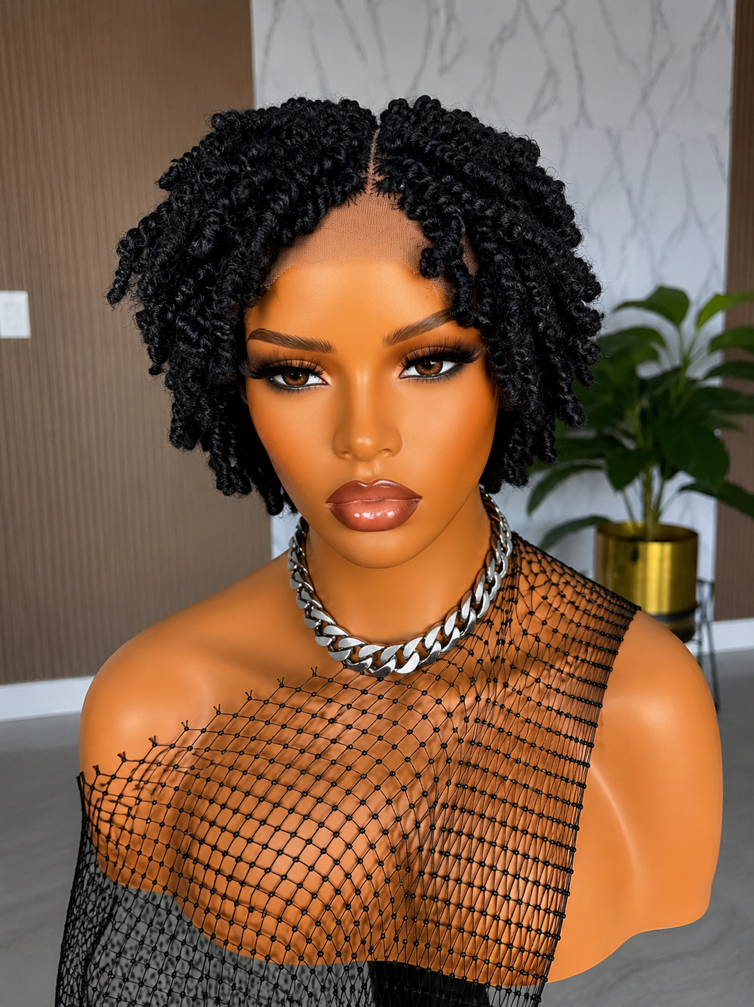 Short kinky barided wig for summer breaShort Kinky Twist Braided Wig for Women | 2x6 Closure Wig | Glueless Protective Style | Lightweight Summer Wig | Natural Looking Lace Wig