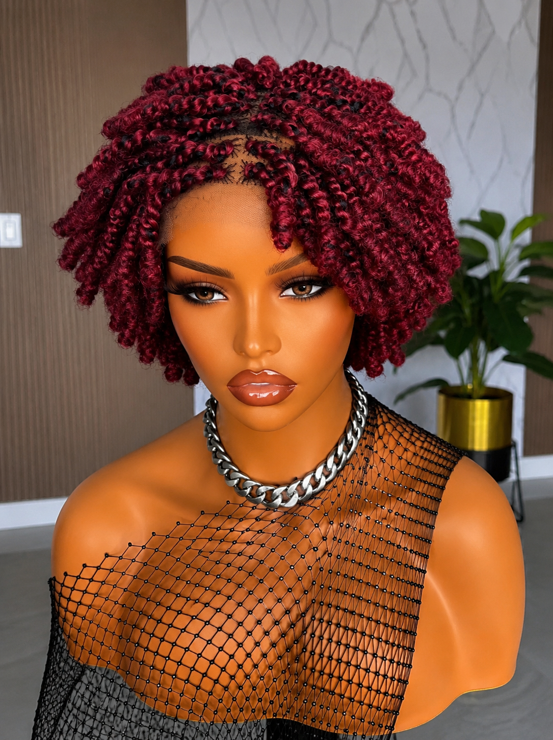 Short kinky barided wig for summer breaShort Kinky Twist Braided Wig for Women | 2x6 Closure Wig | Glueless Protective Style | Lightweight Summer Wig | Natural Looking Lace Wig