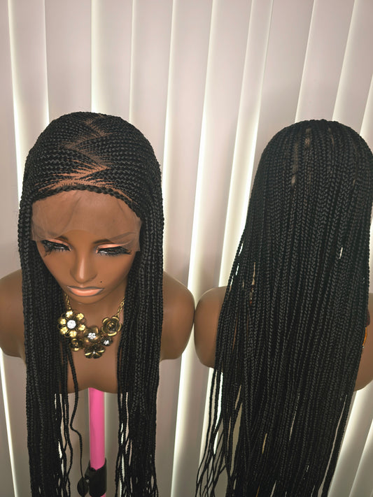 Black  36inches 360 full lace Braided Wig 015 - Luxury Braided Wig Style with Easy Styling & Comfortable Design for a Distinctive Look