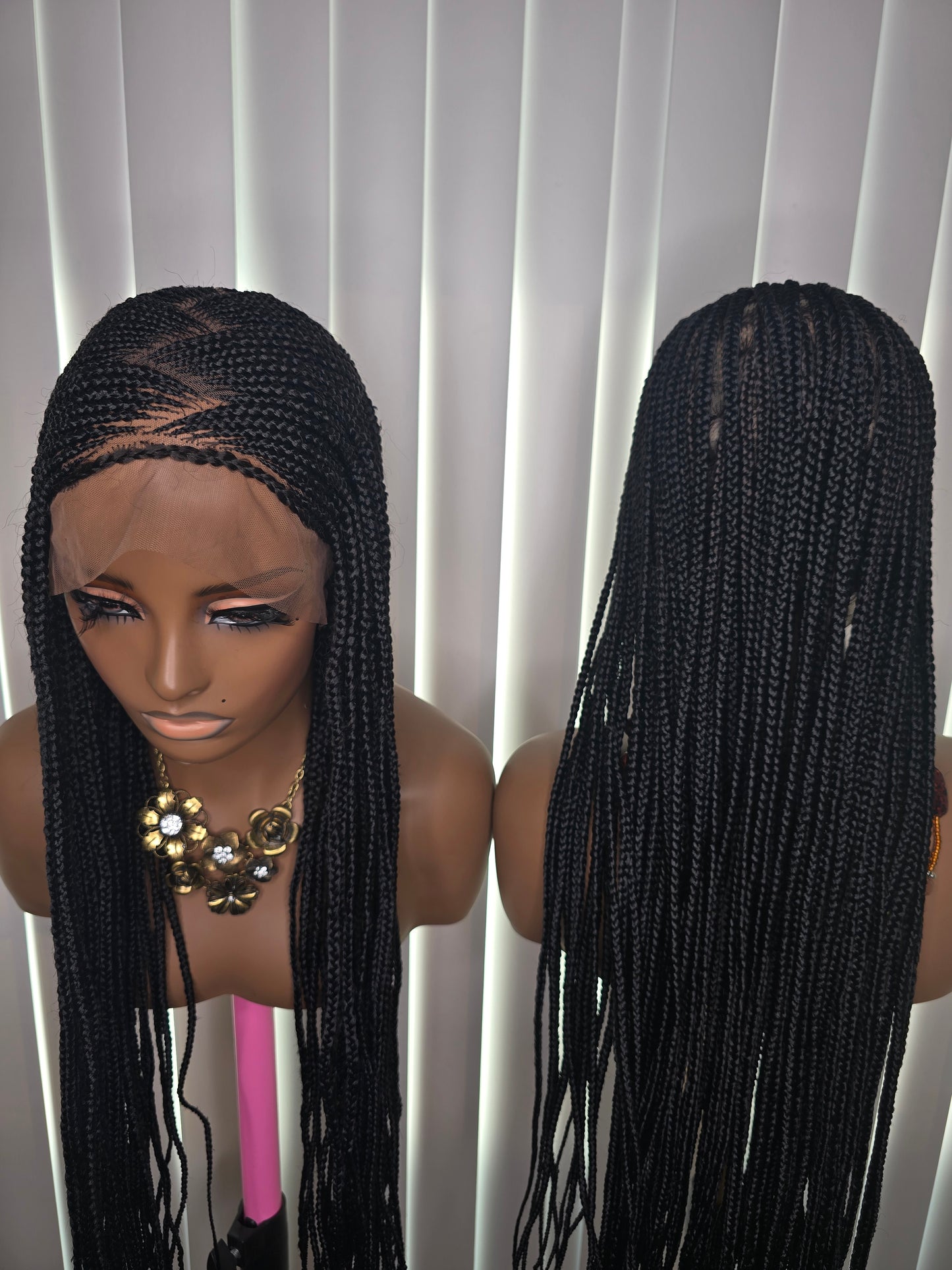 Black  36inches 360 full lace Braided Wig 015 - Luxury Braided Wig Style with Easy Styling & Comfortable Design for a Distinctive Look