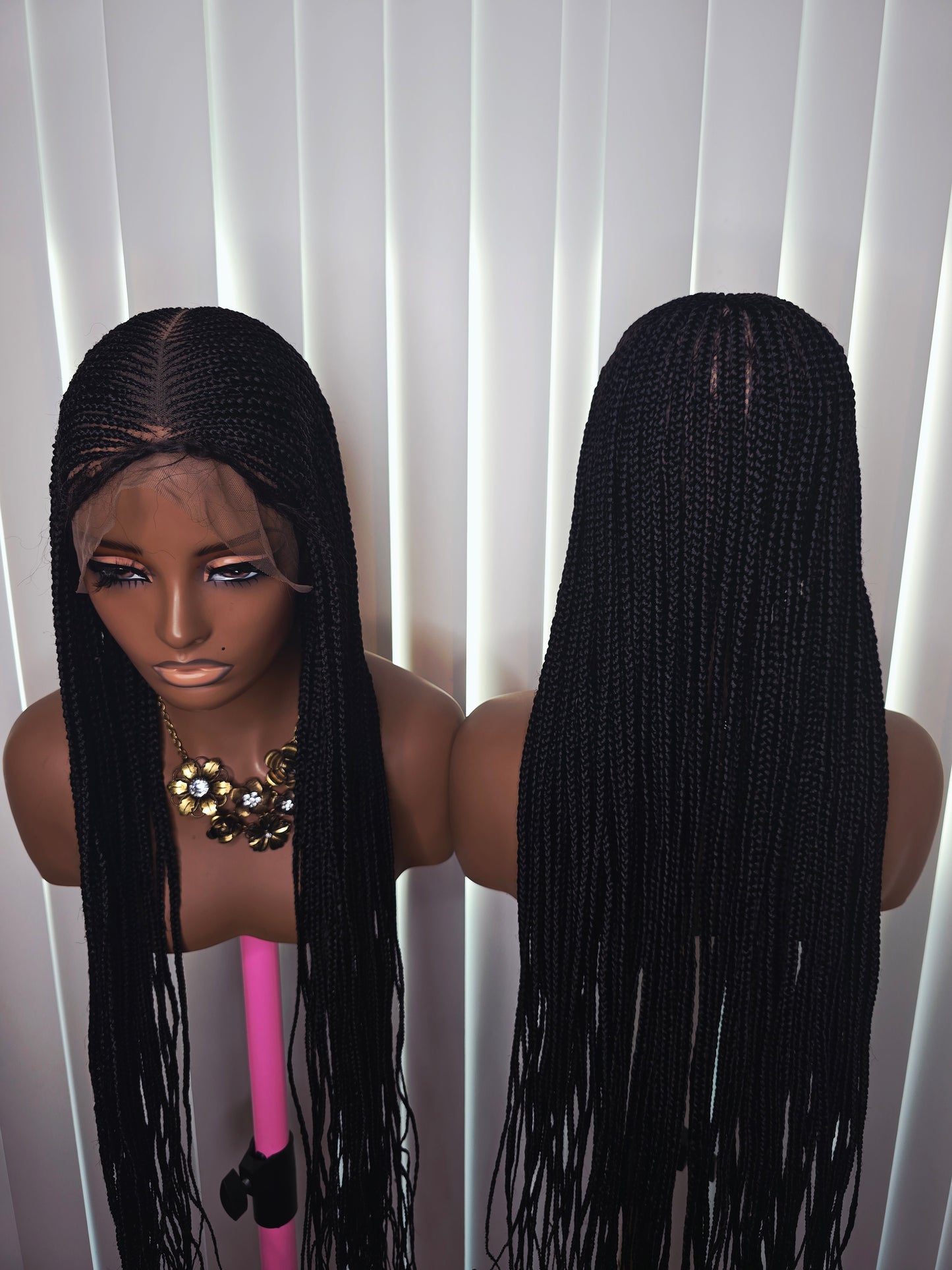 Black  36inches 360 full lace Braided Wig 016 - Luxury Braided Wig Style with Easy Styling & Comfortable Design for a Distinctive Look