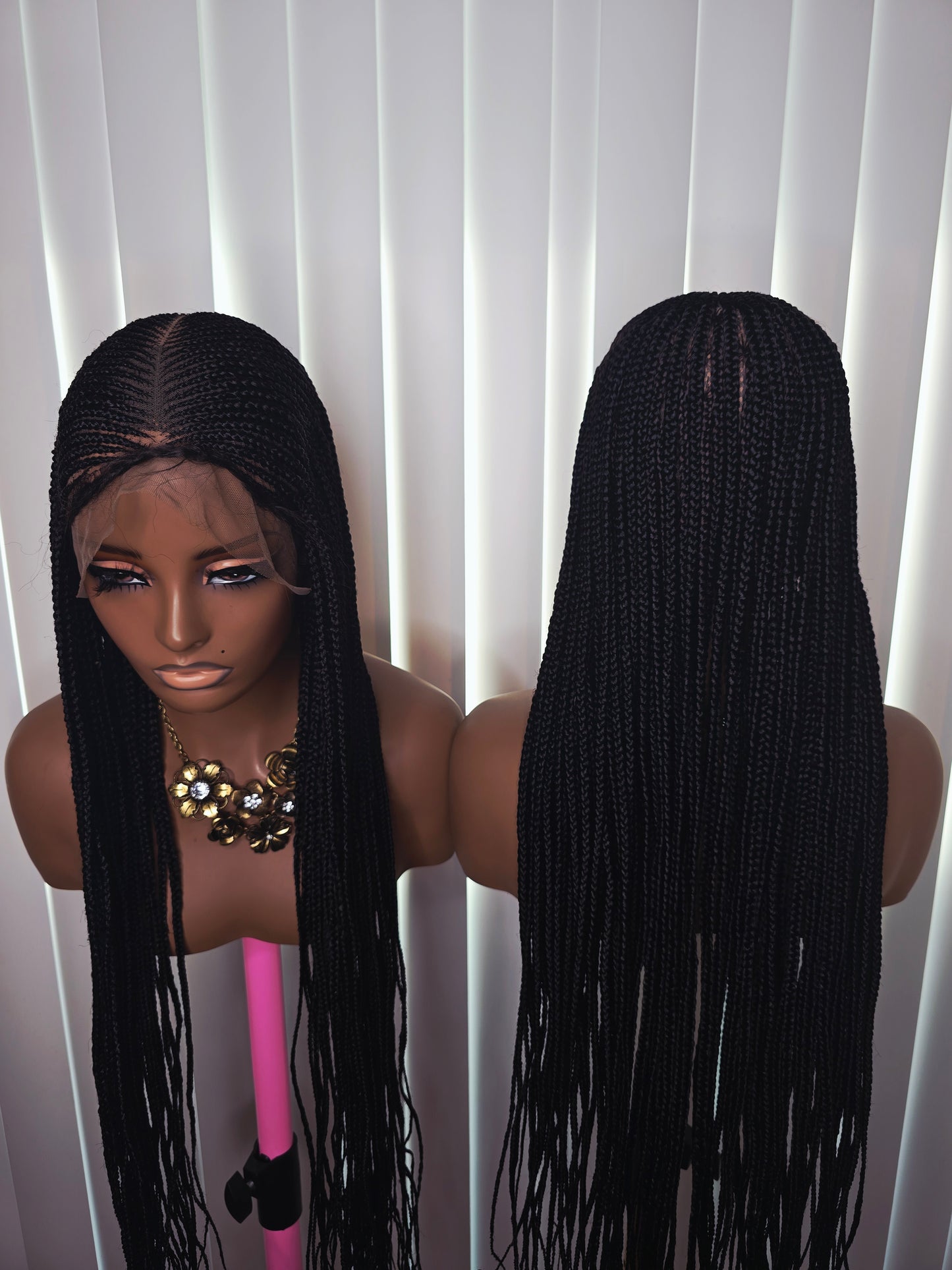 Black  36inches 360 full lace Braided Wig 016 - Luxury Braided Wig Style with Easy Styling & Comfortable Design for a Distinctive Look