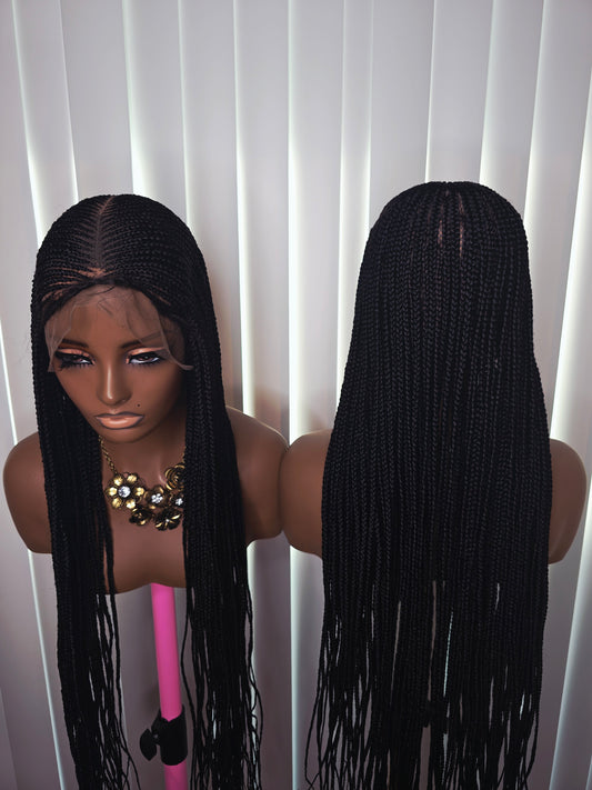 Black  36inches 360 full lace Braided Wig 016 - Luxury Braided Wig Style with Easy Styling & Comfortable Design for a Distinctive Look