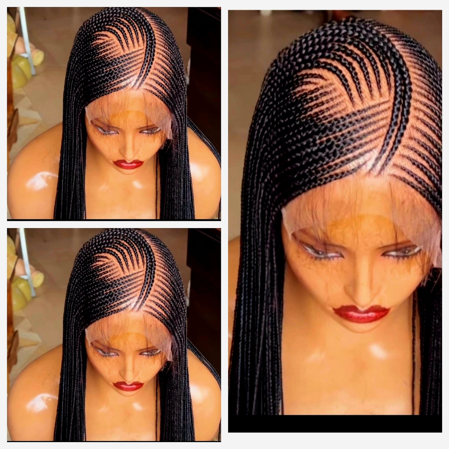 Black  36inches 360 full lace Braided Wig 007 - Luxury Braided Wig Style with Easy Styling & Comfortable Design for a Distinctive Look