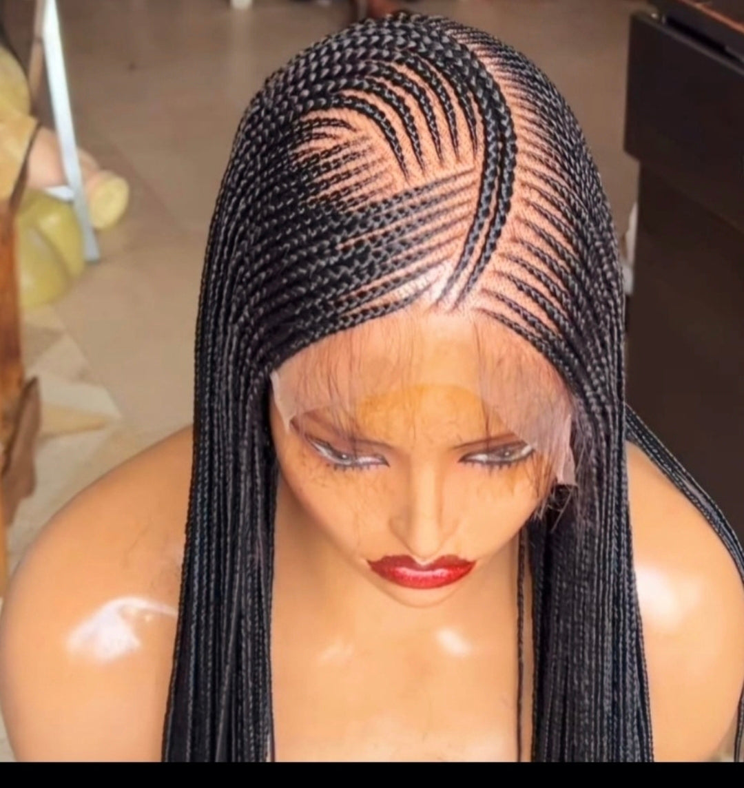 Black  36inches 360 full lace Braided Wig 007 - Luxury Braided Wig Style with Easy Styling & Comfortable Design for a Distinctive Look
