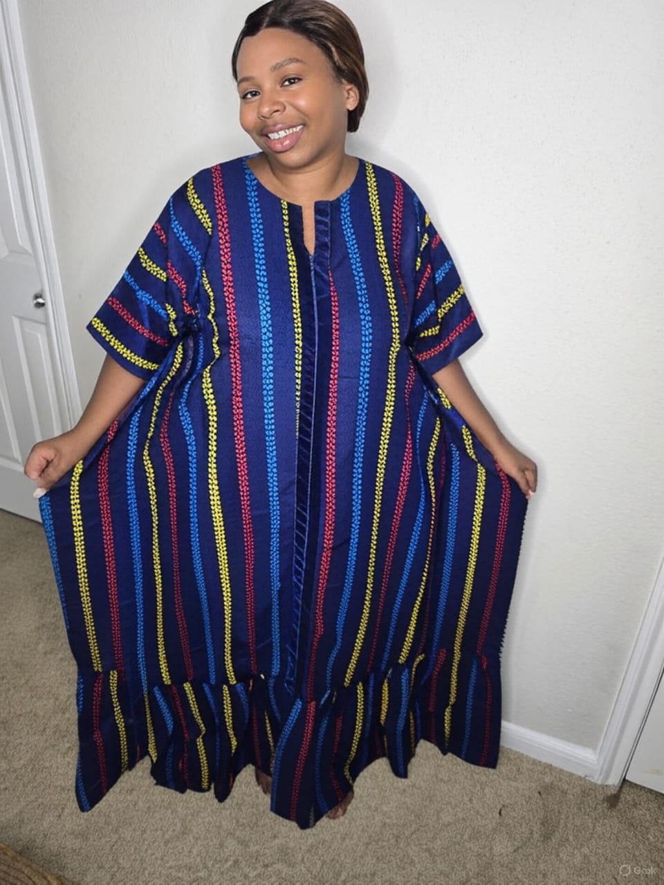 Bubu Anakara African Prints Striped Multi-Color  for Classic Ladies Dress