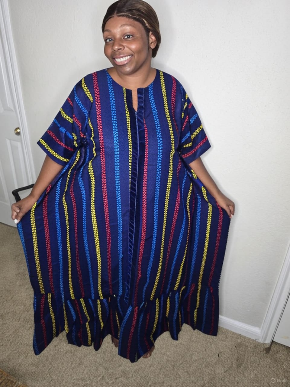 Bubu Anakara African Prints Striped Multi-Color  for Classic Ladies Dress